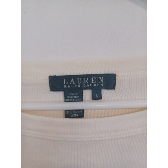 Lauren Ralph Lauren Pullover Knit Top Womens Large Ivory 3/4 Sleeves Preppy - Picture 3 of 8